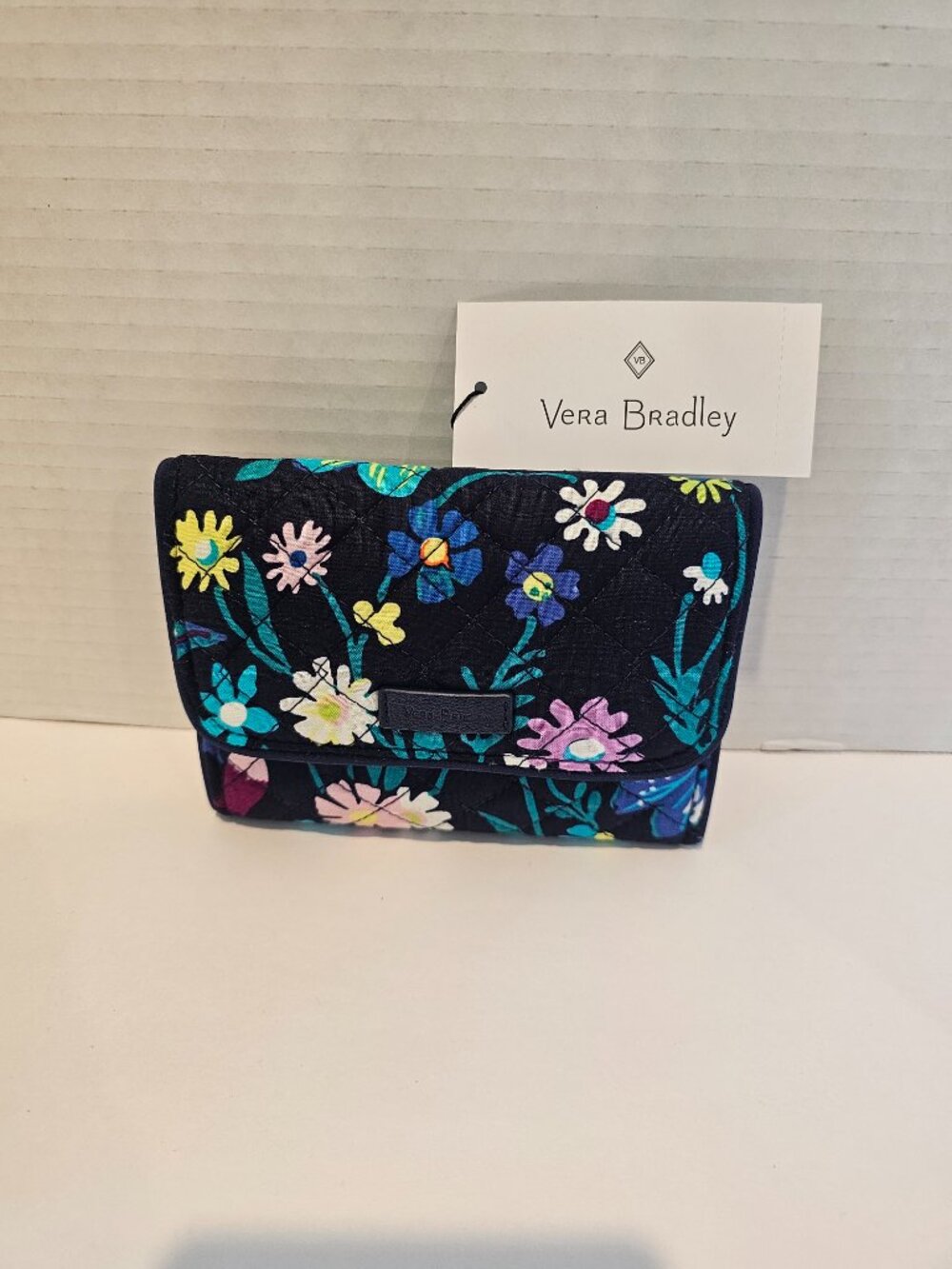 NWT Vera Bradley Iconic RFID Riley Compact Wallet Moonlight Garden Flowers Blue - Picture 4 of 10